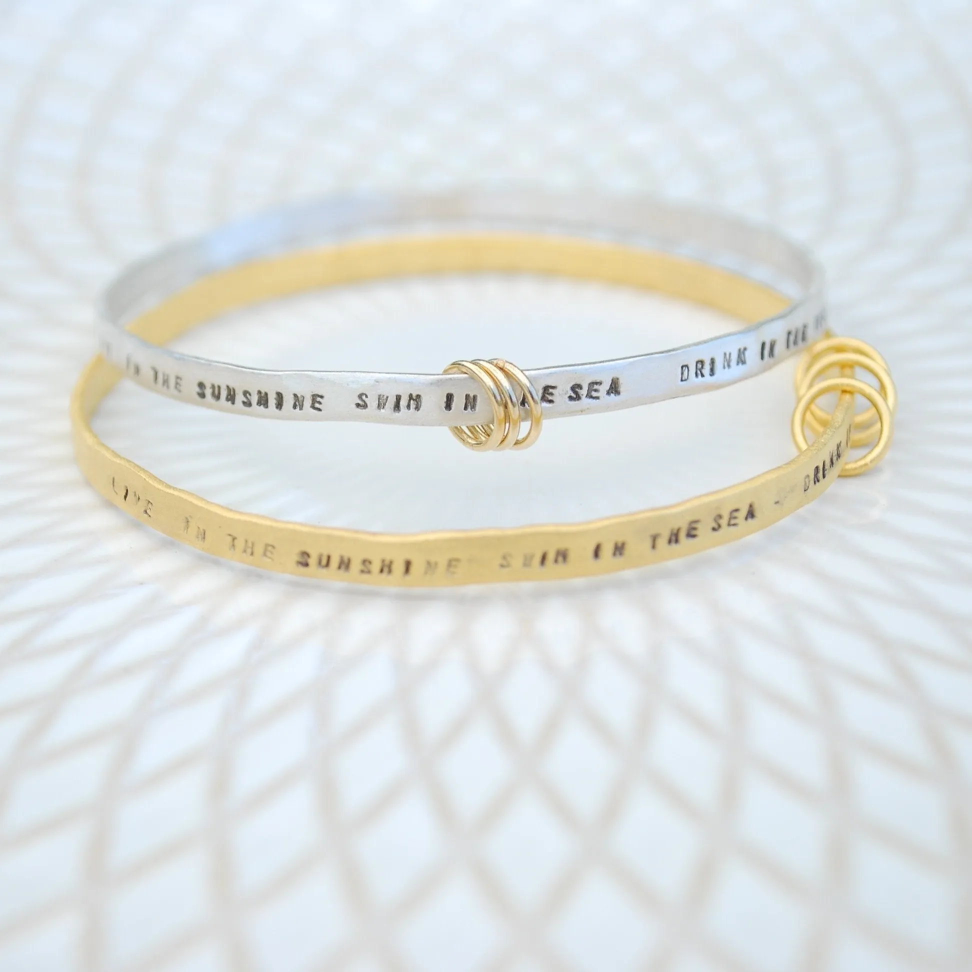 "Live in the sunshine, swim the sea, drink the wild air" Ralph Waldo Emerson Quote Bangle