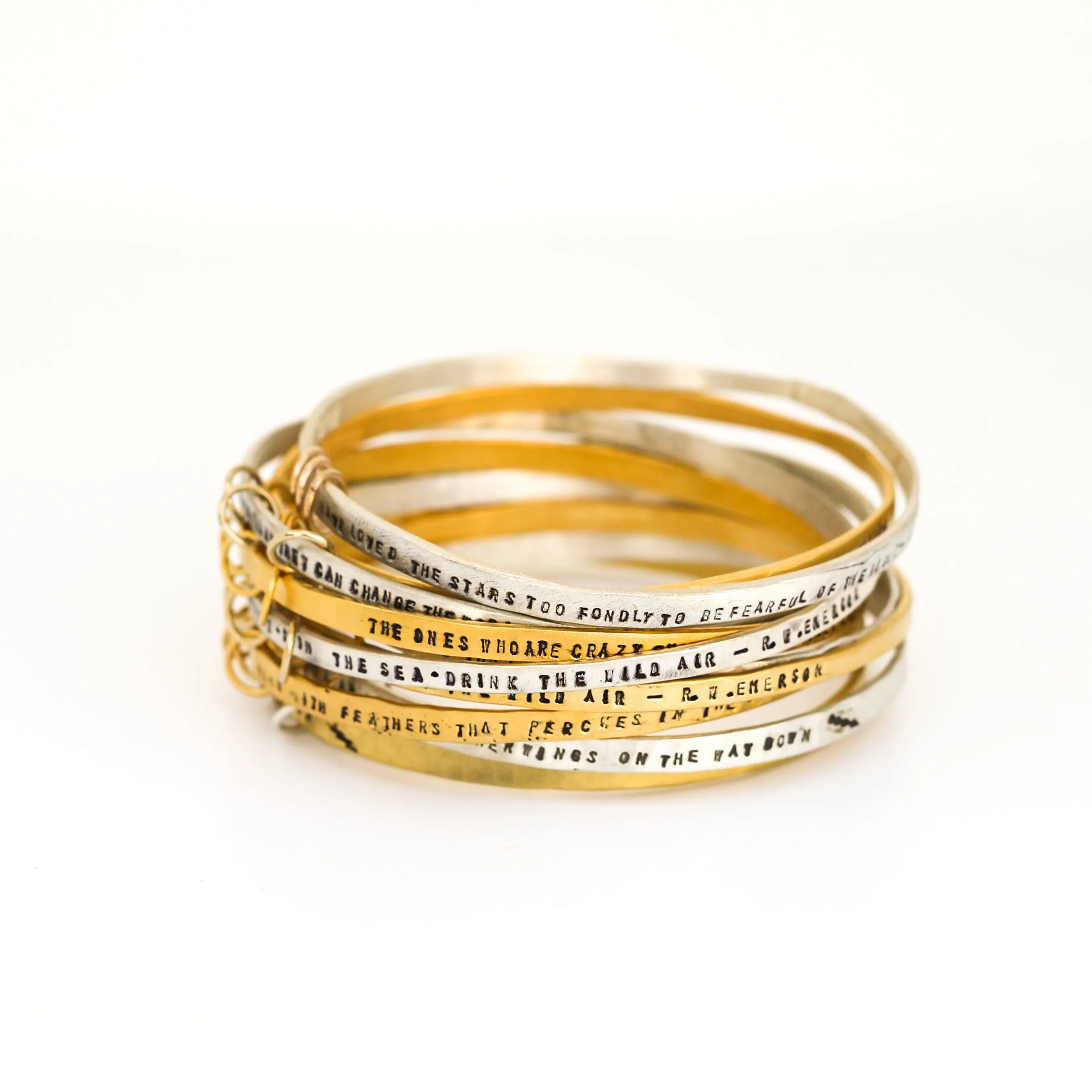 "Live in the sunshine, swim the sea, drink the wild air" Ralph Waldo Emerson Quote Bangle
