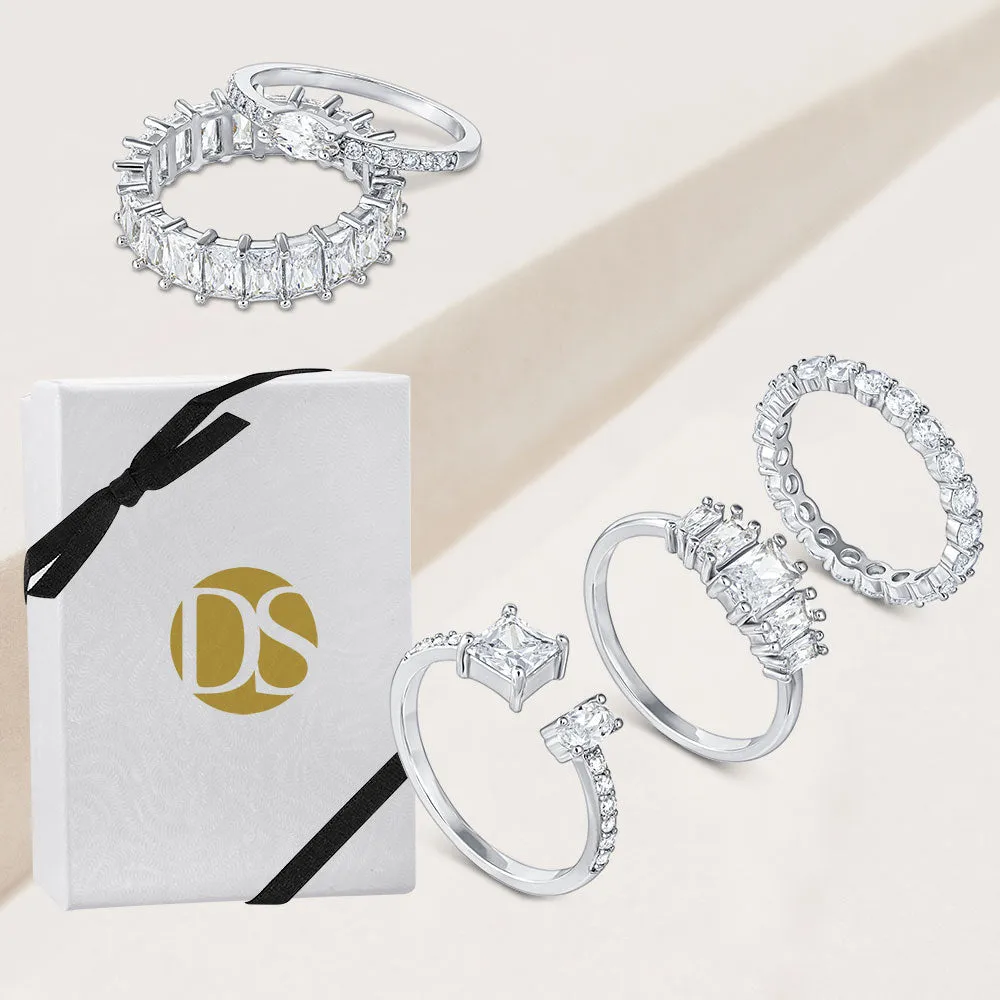 "Royal Flush" 6.7CTW Set of 5 Stackable Rings