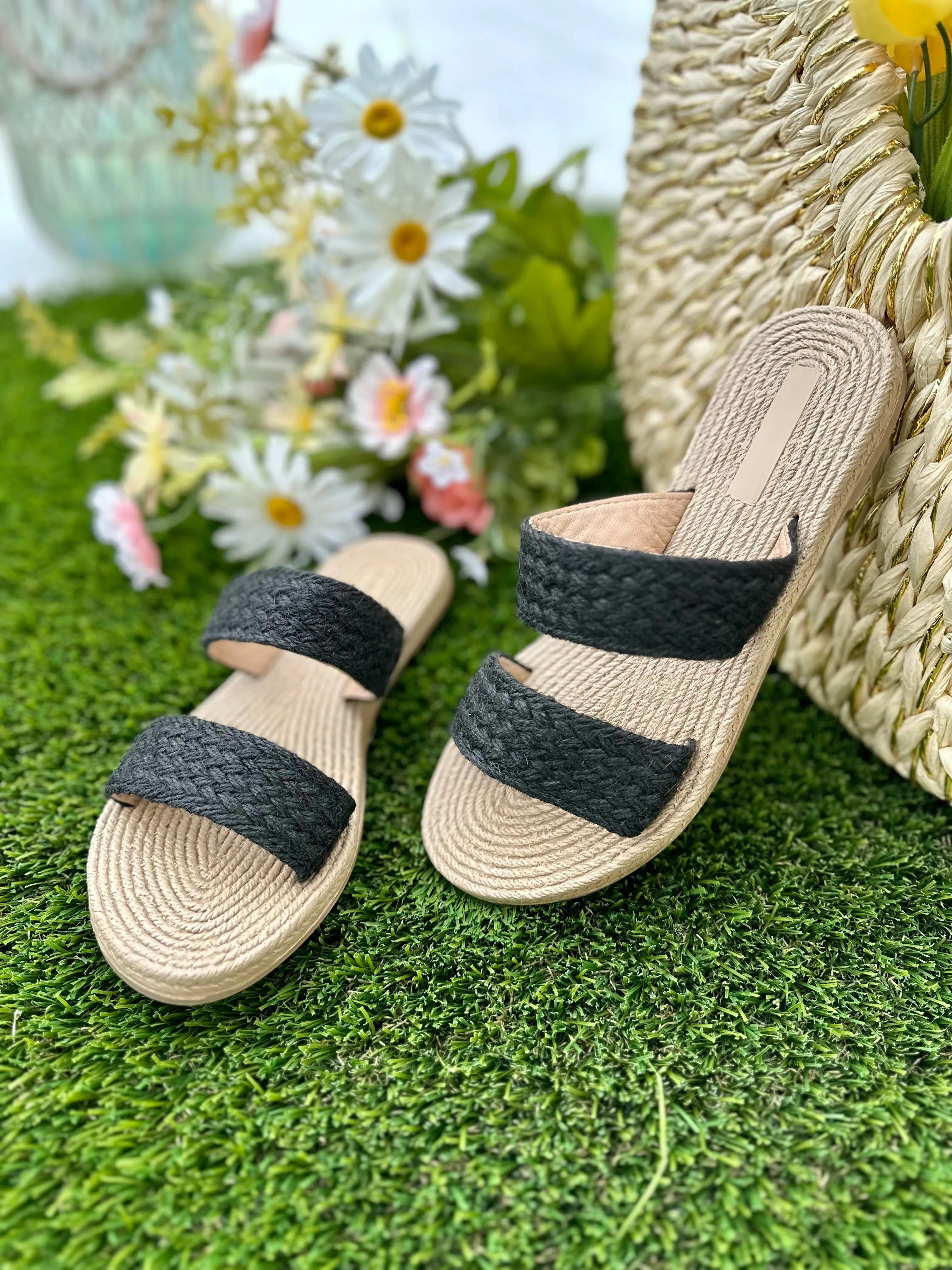 Raffia Double Strap Sandals