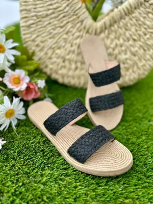 Raffia Double Strap Sandals