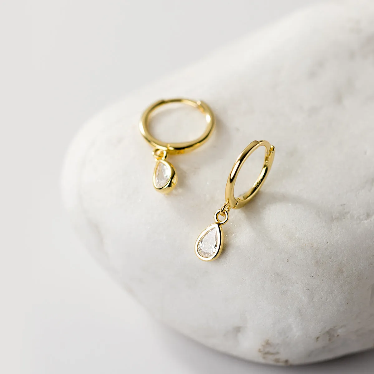 Rain Drop Huggie Earrings-SH059