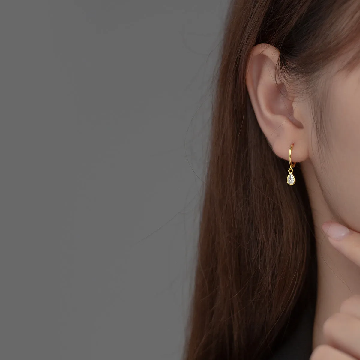 Rain Drop Huggie Earrings-SH059