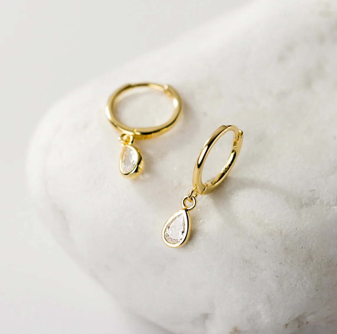 Rain Drop Huggie Earrings-SH059