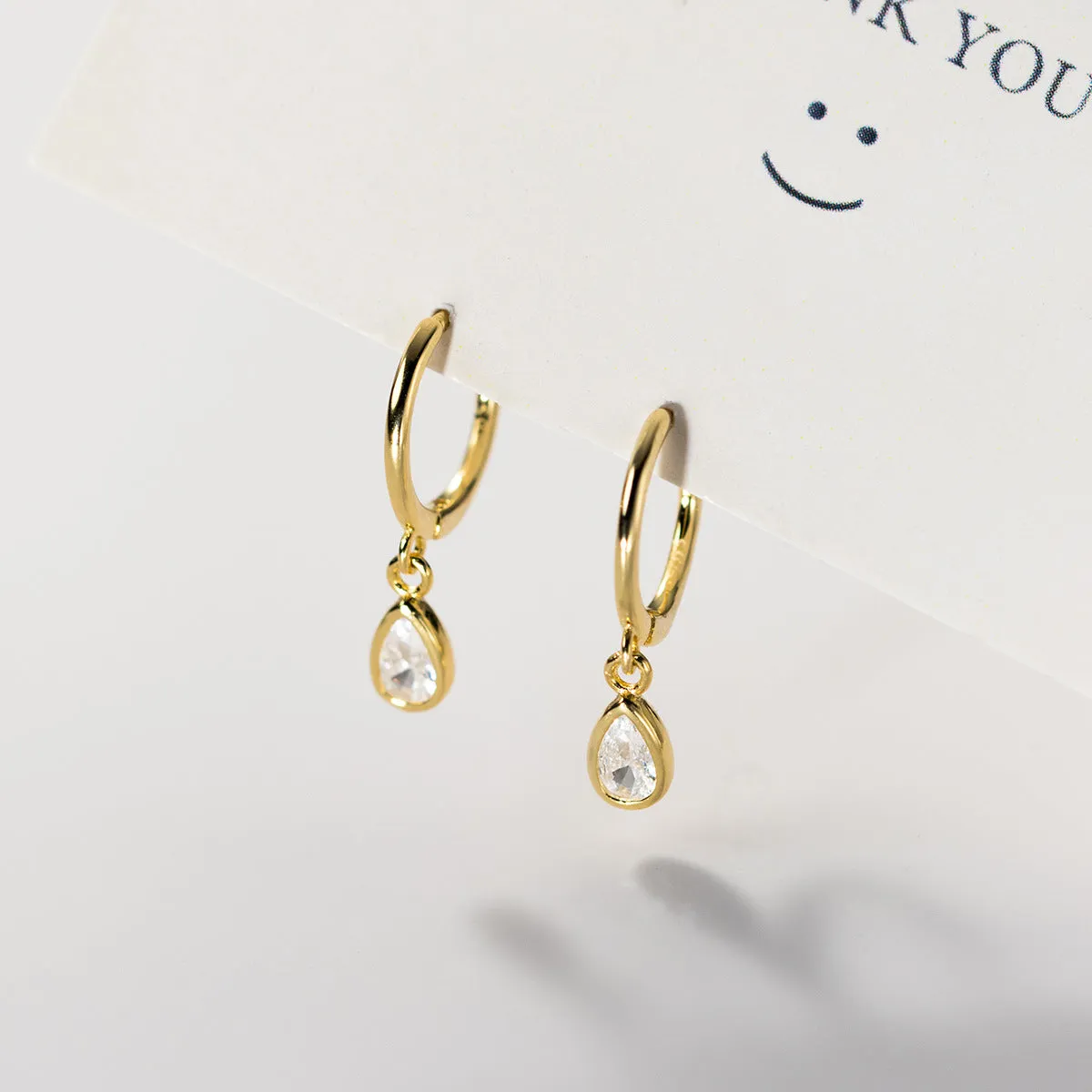 Rain Drop Huggie Earrings-SH059