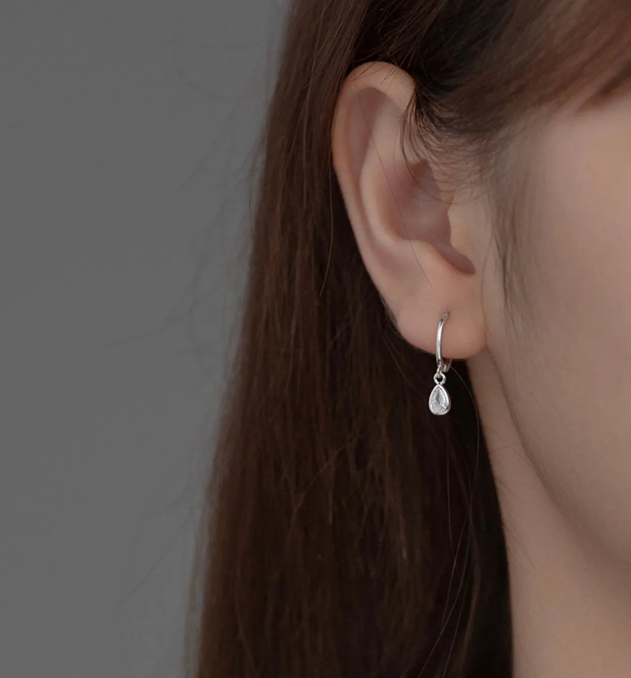 Rain Drop Huggie Earrings-SH059