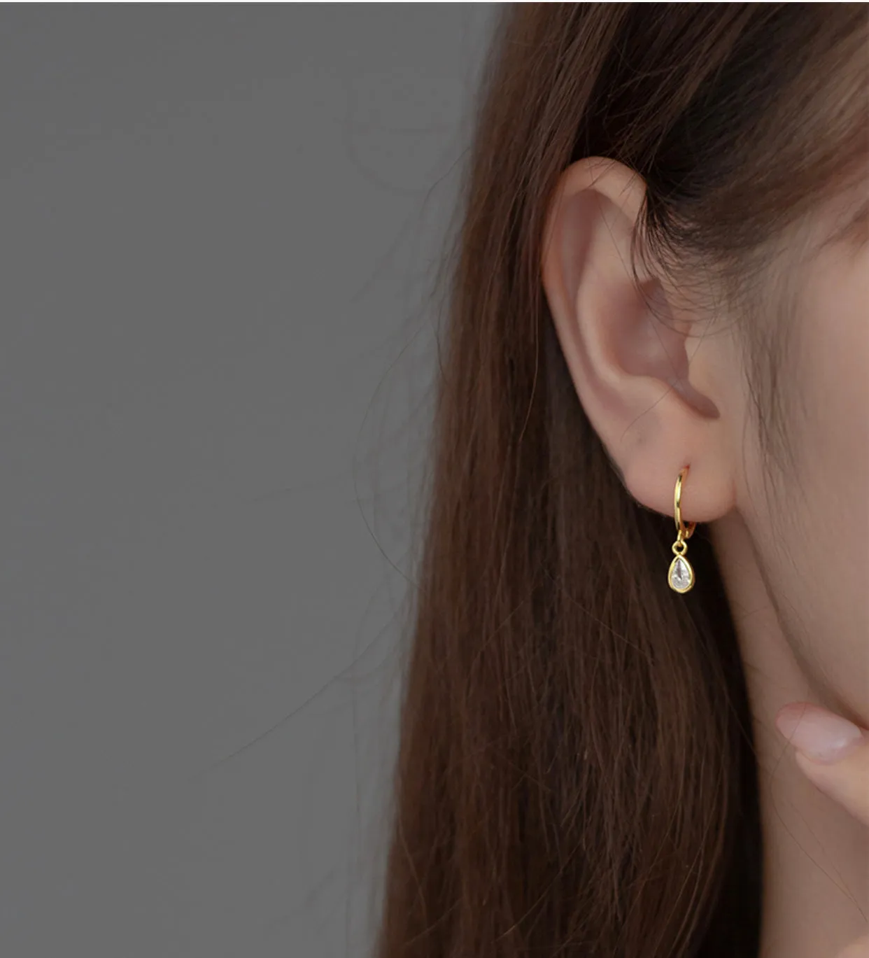 Rain Drop Huggie Earrings-SH059