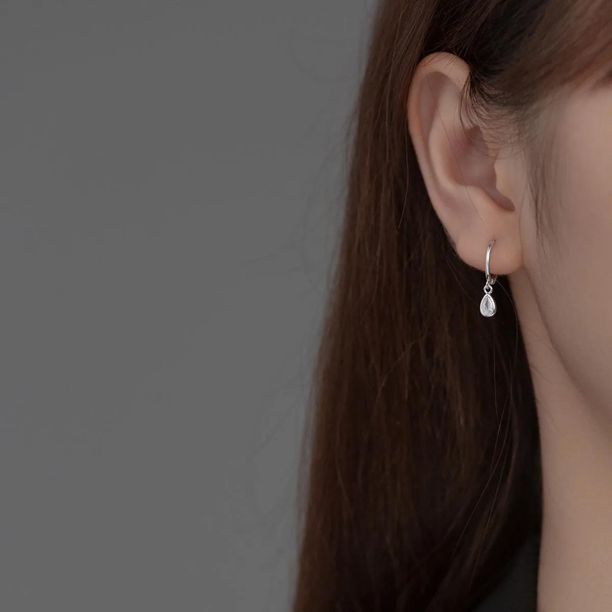 Rain Drop Huggie Earrings-SH059