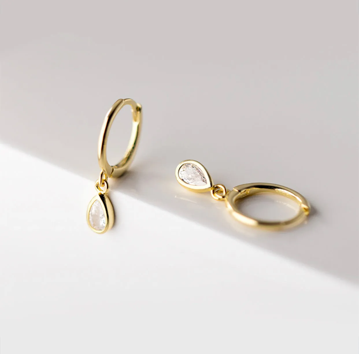 Rain Drop Huggie Earrings-SH059