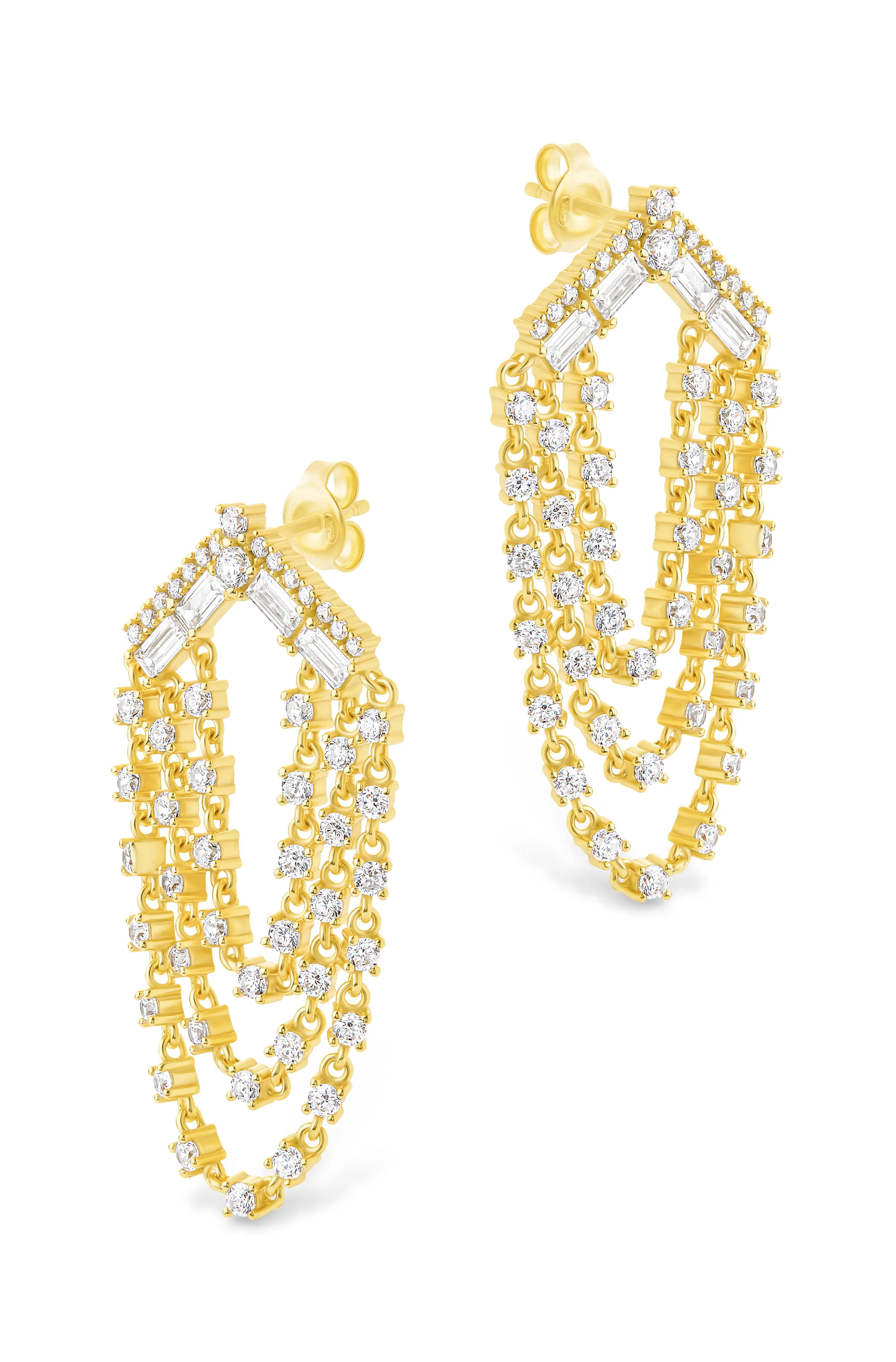 Ramona CZ Layered Dangle Stud Earrings