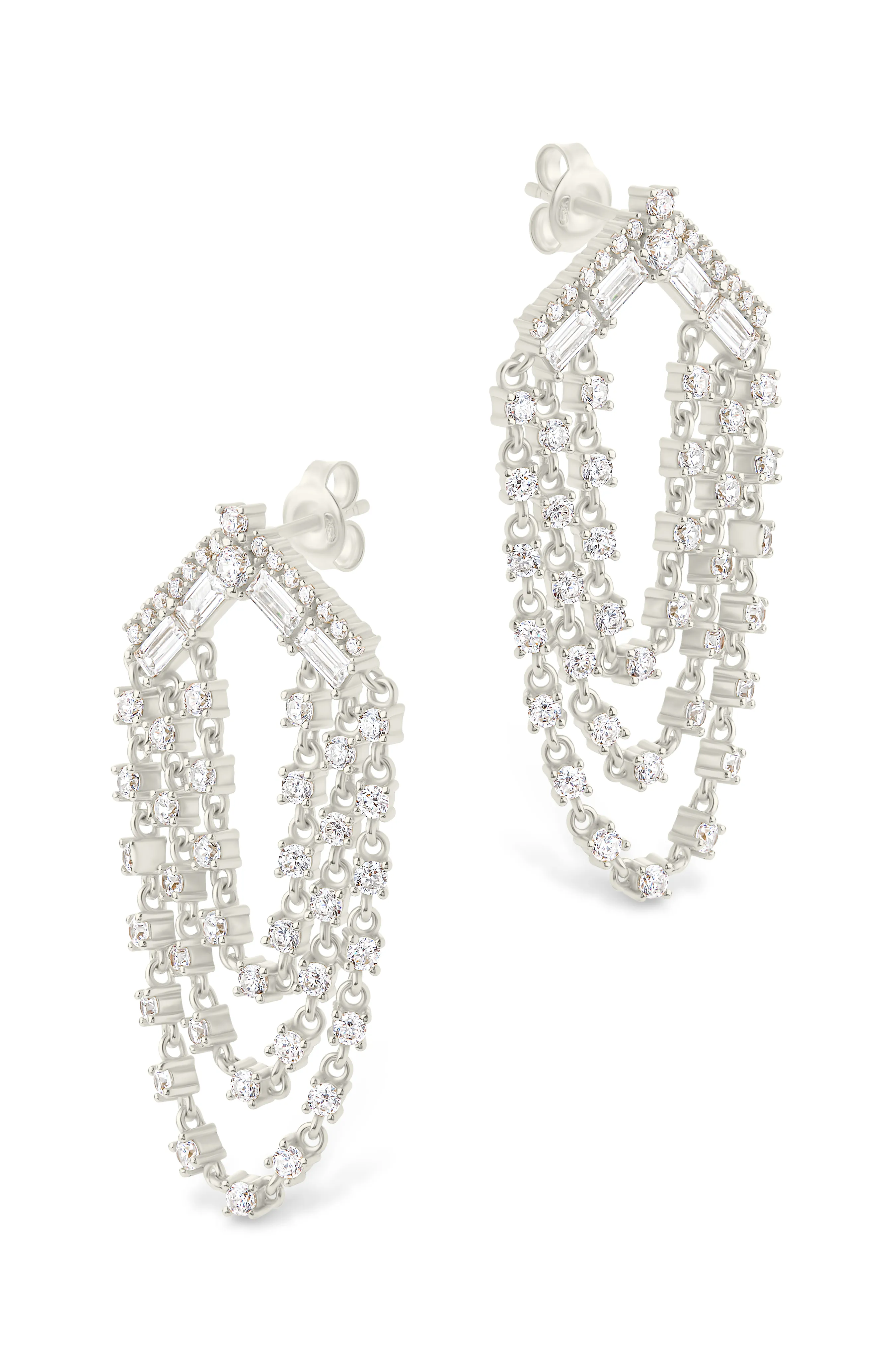 Ramona CZ Layered Dangle Stud Earrings