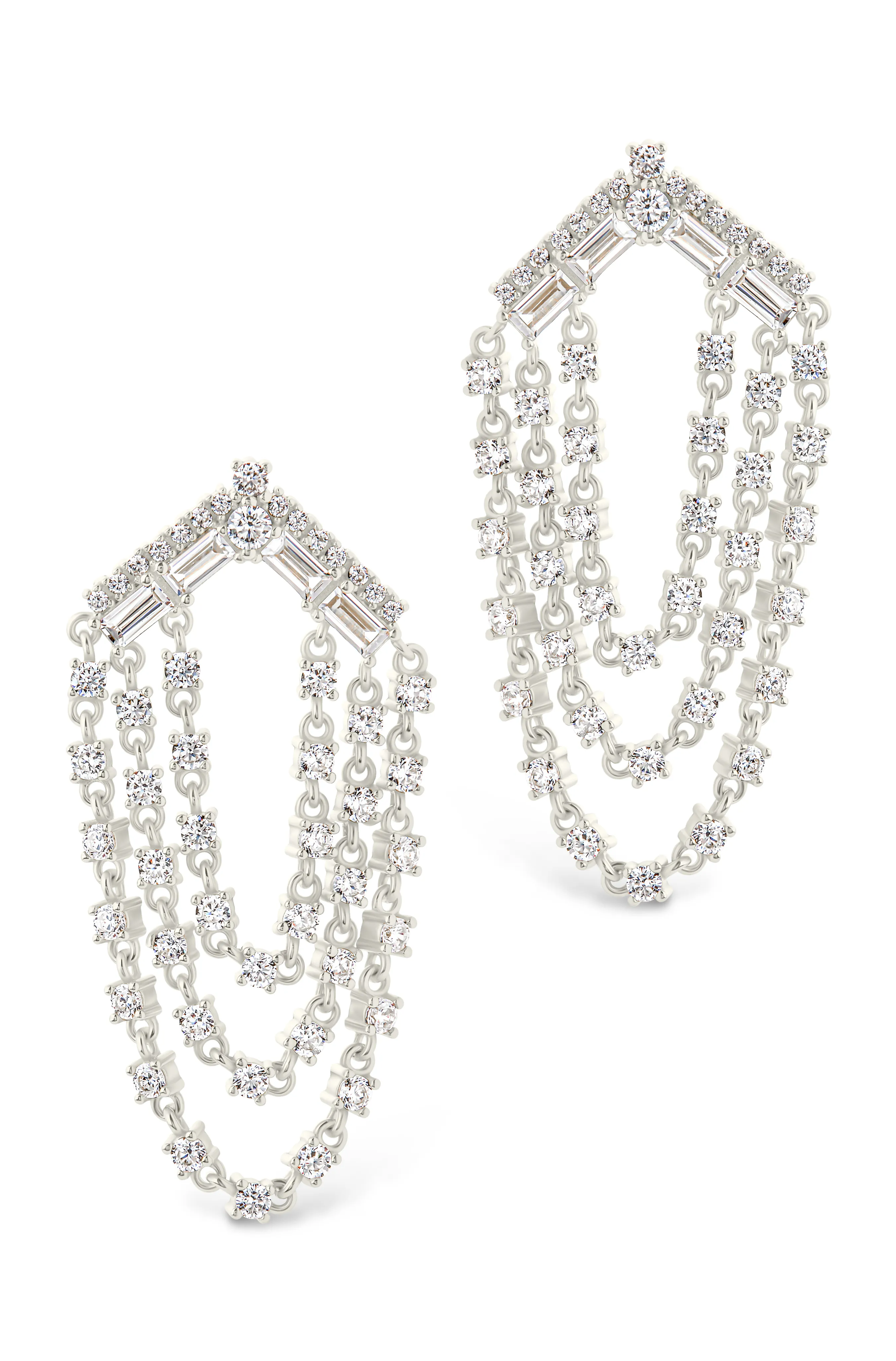 Ramona CZ Layered Dangle Stud Earrings