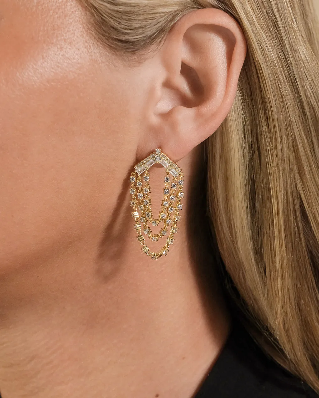 Ramona CZ Layered Dangle Stud Earrings