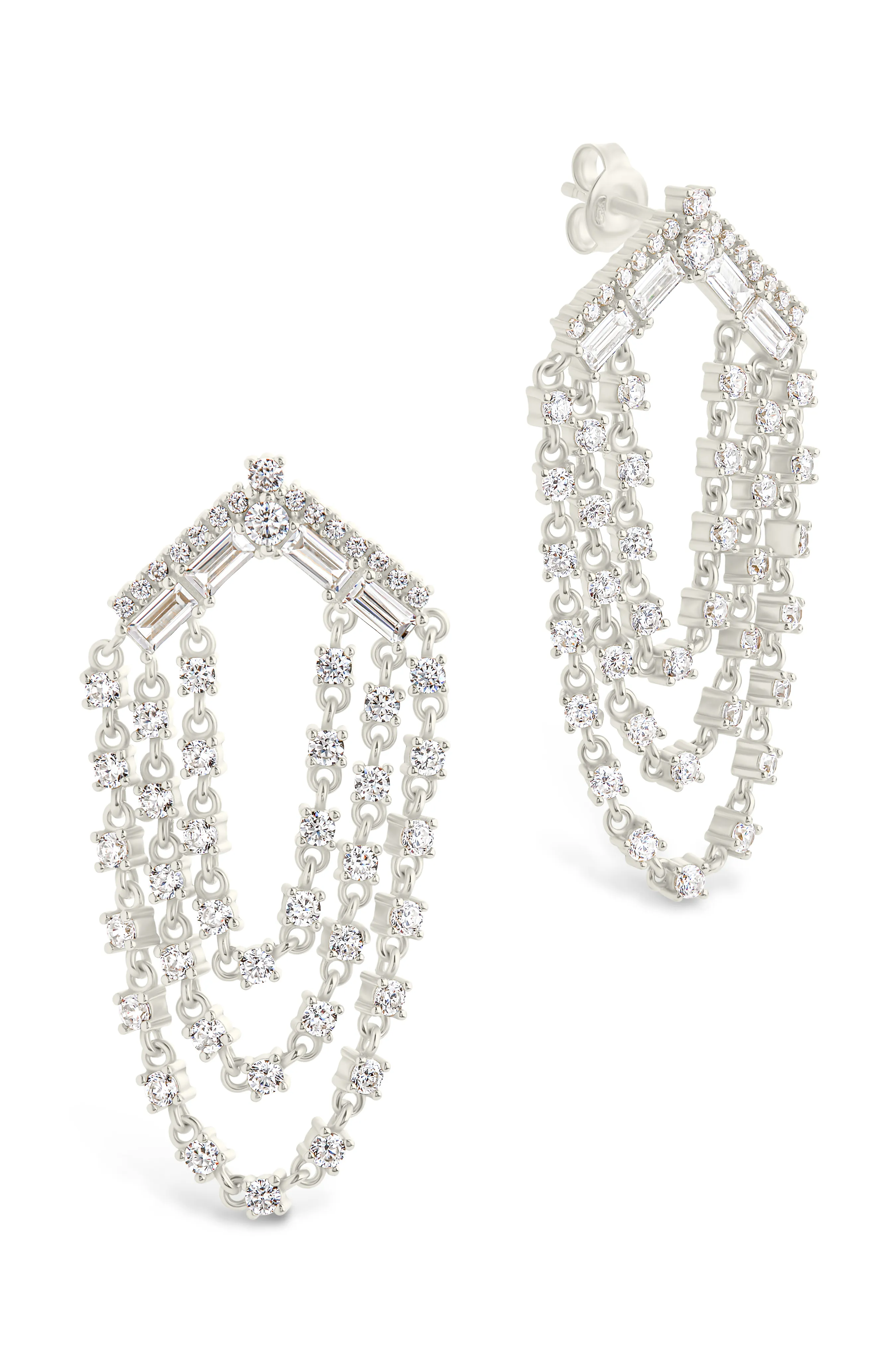 Ramona CZ Layered Dangle Stud Earrings