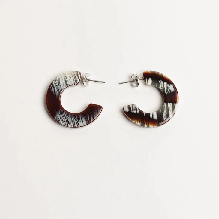 Ray Chunky Hoop Earrings, Assorted: Black   White