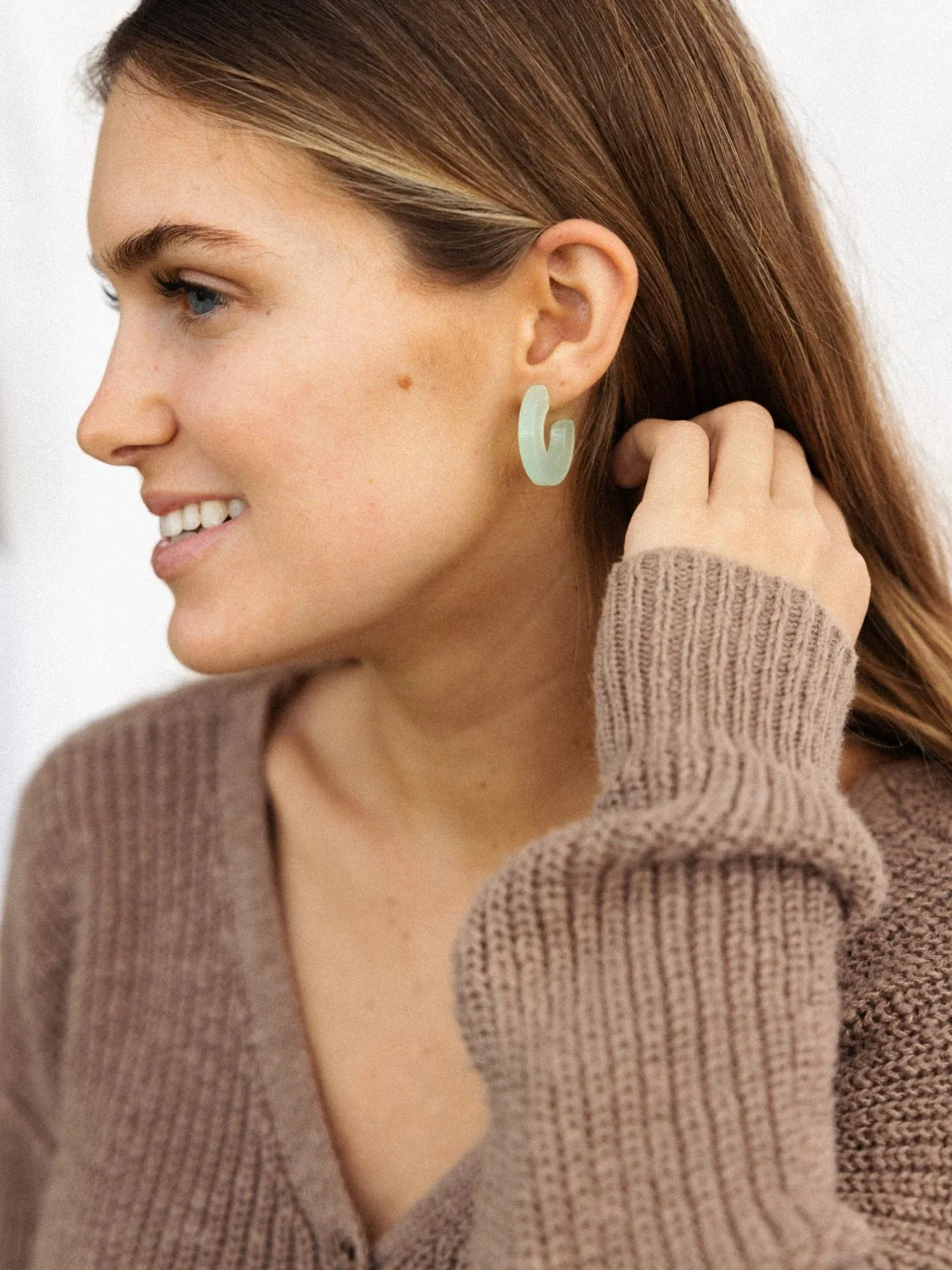 Ray Chunky Hoop Earrings, Assorted: Black   White