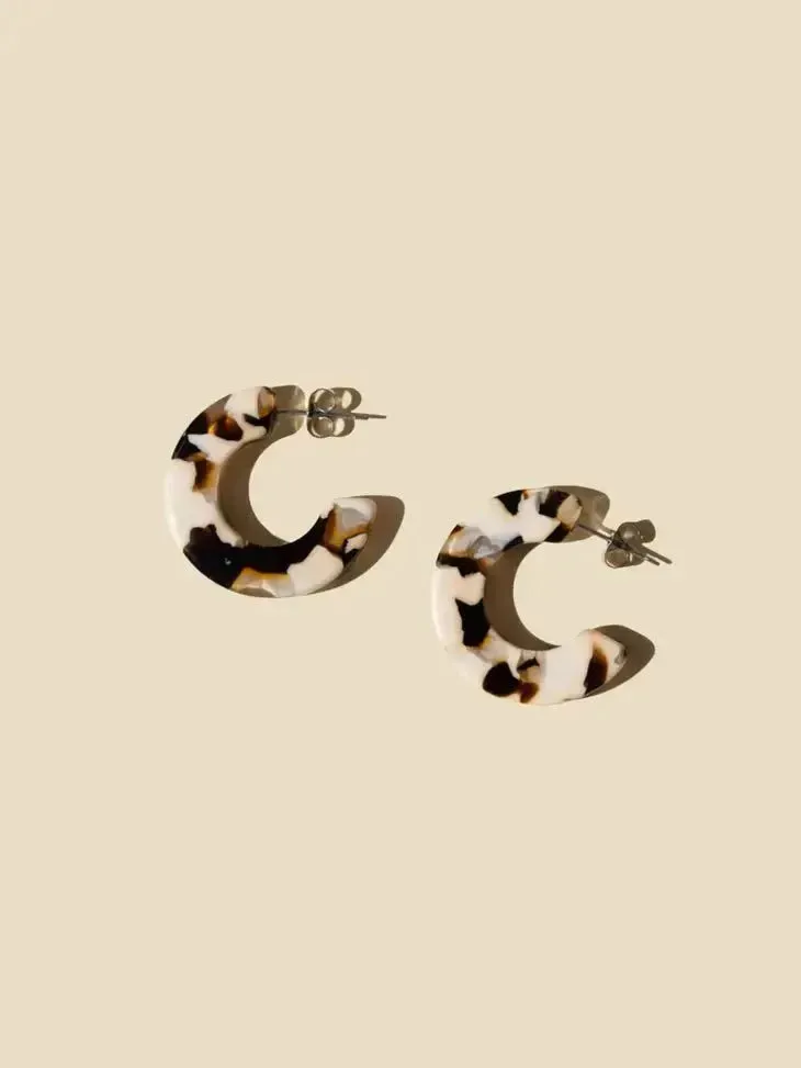 Ray Chunky Hoop Earrings, Assorted: Black   White