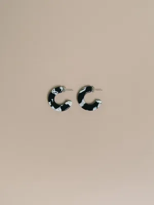 Ray Chunky Hoop Earrings, Assorted: Black   White