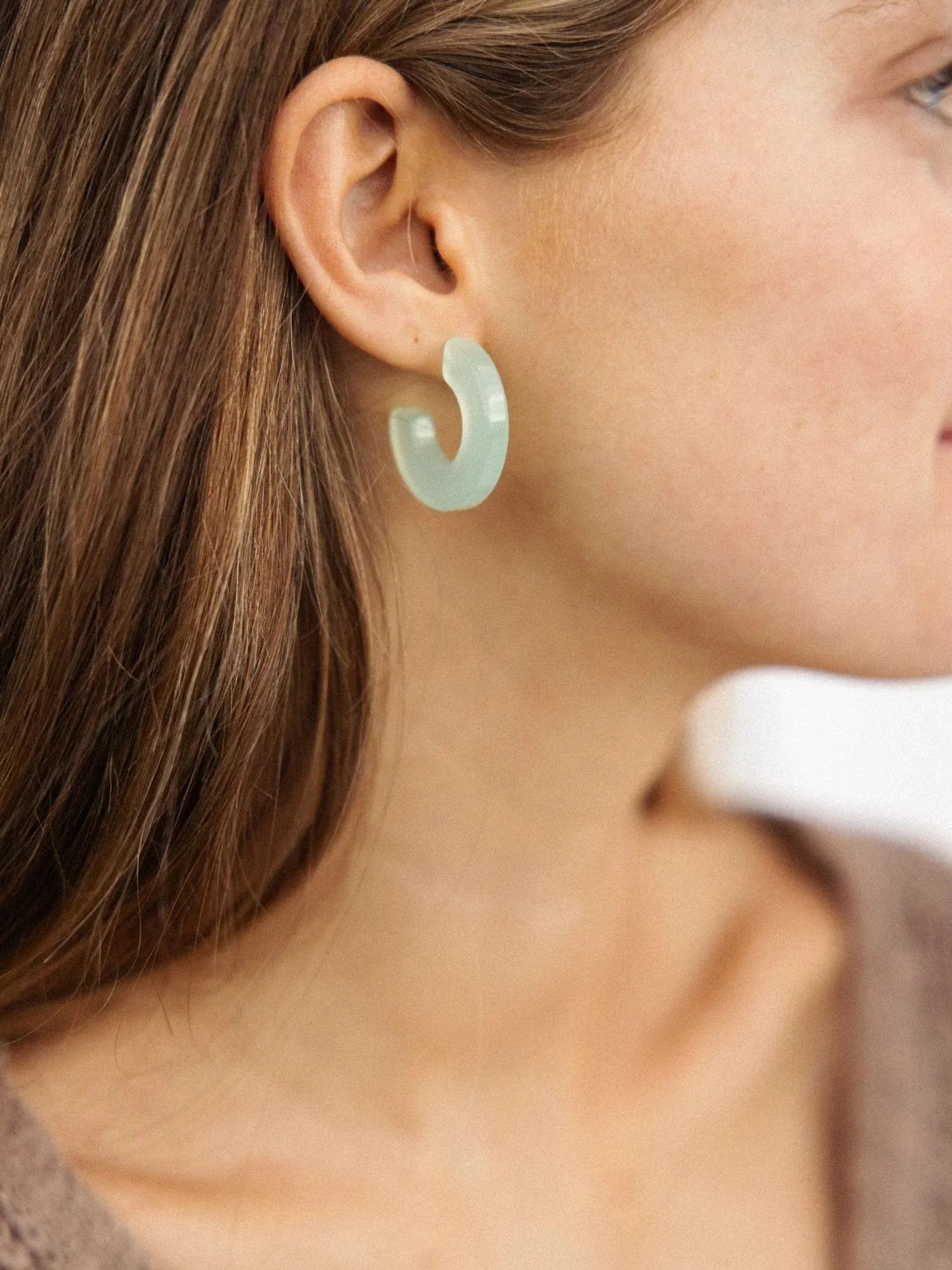 Ray Chunky Hoop Earrings, Assorted: Black   White