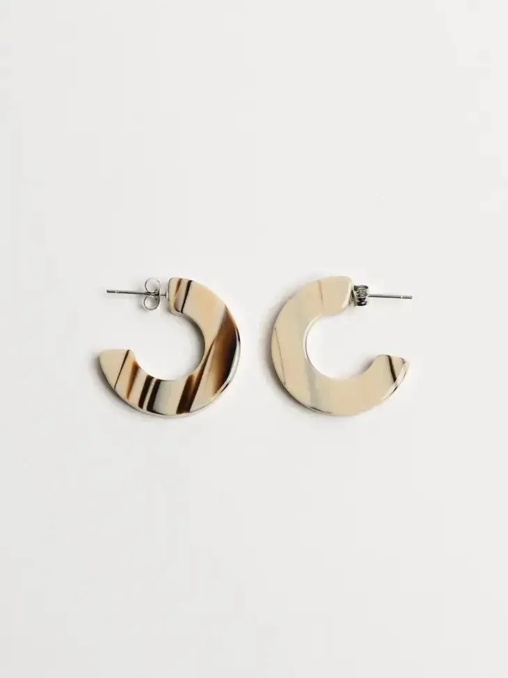 Ray Chunky Hoop Earrings, Assorted: Black   White