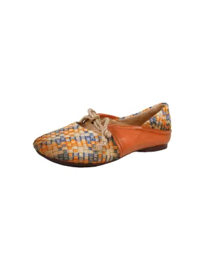 Real Leather Woven Lace-up Retro Flat Shoes