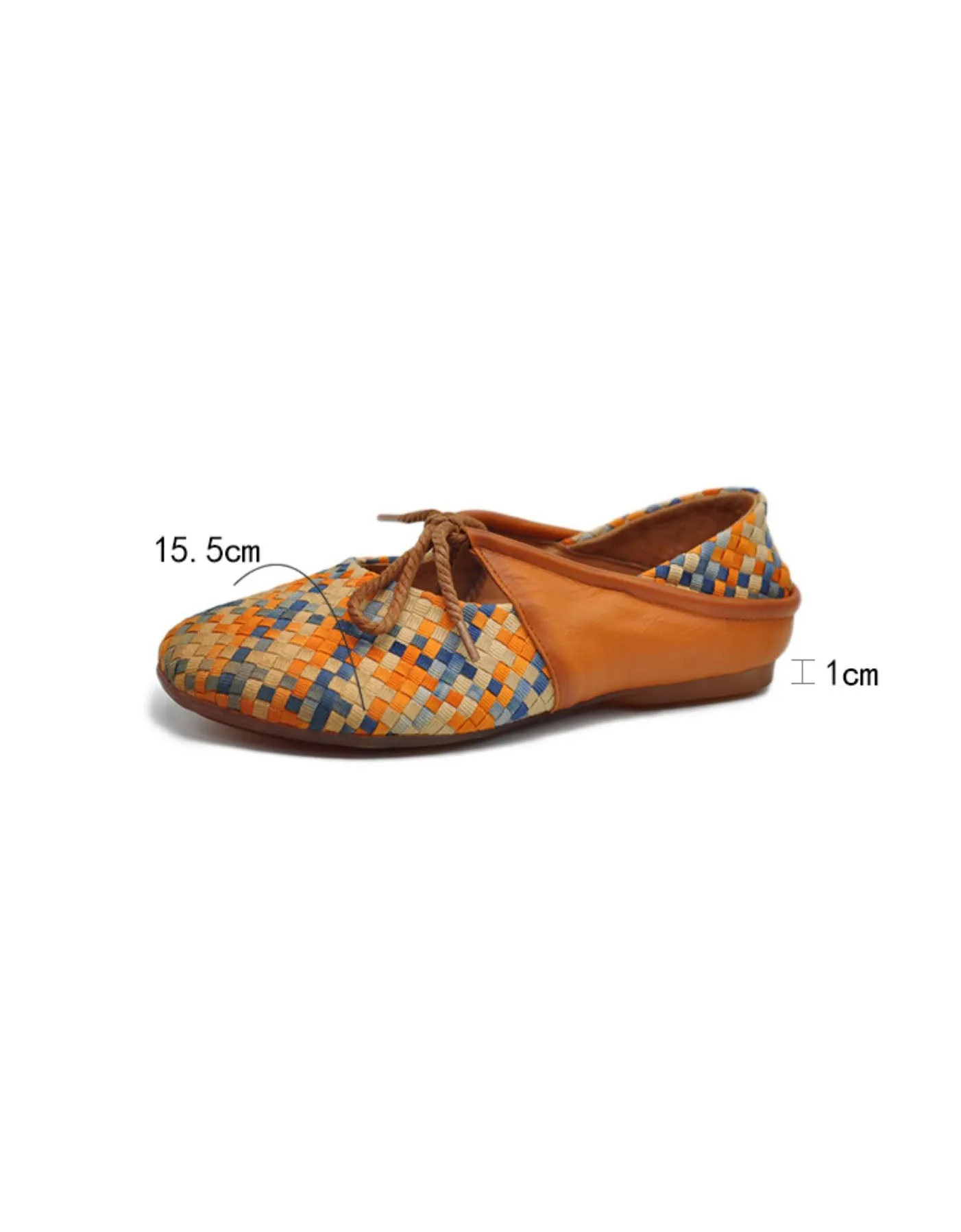 Real Leather Woven Lace-up Retro Flat Shoes
