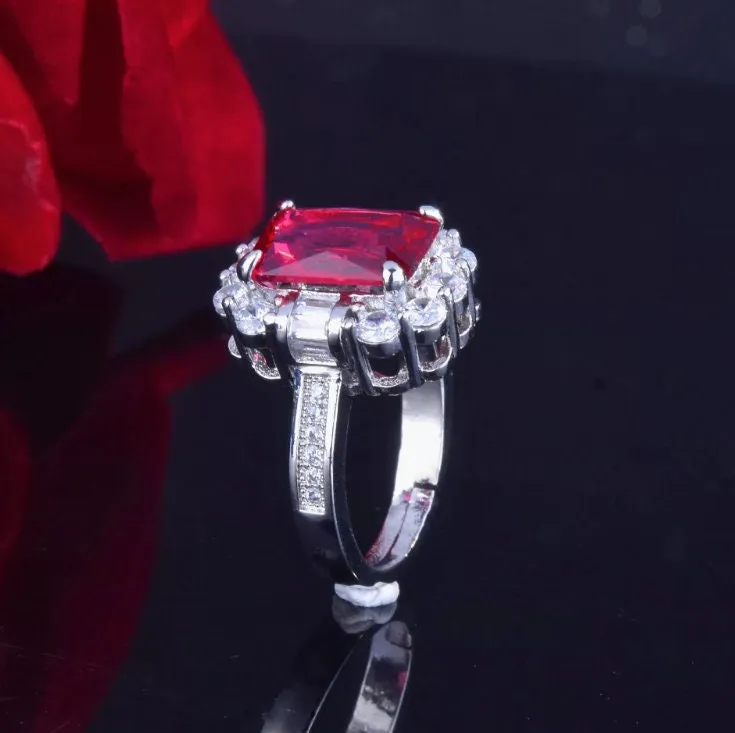 Red Diamond Ring | Womens Red Diamond Ring | Emerald Engagement Ring | Ruby Emerald Ring | Ruby Wedding Ring | Red Engagement Ring | Emerald