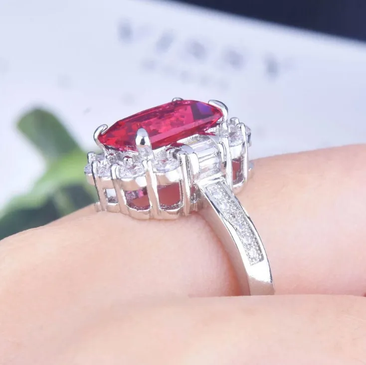 Red Diamond Ring | Womens Red Diamond Ring | Emerald Engagement Ring | Ruby Emerald Ring | Ruby Wedding Ring | Red Engagement Ring | Emerald