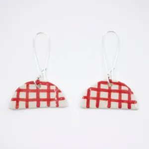 RED GINGHAM HALF MOON EARRINGS