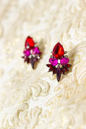 Red Gradient Gem Stud Earrings