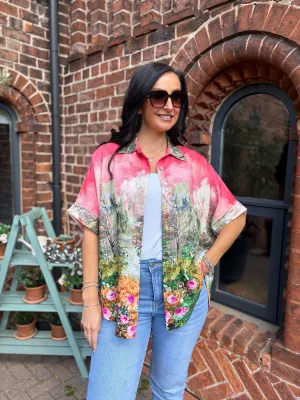 Red Painted Sketch Floral Shirt Heidi