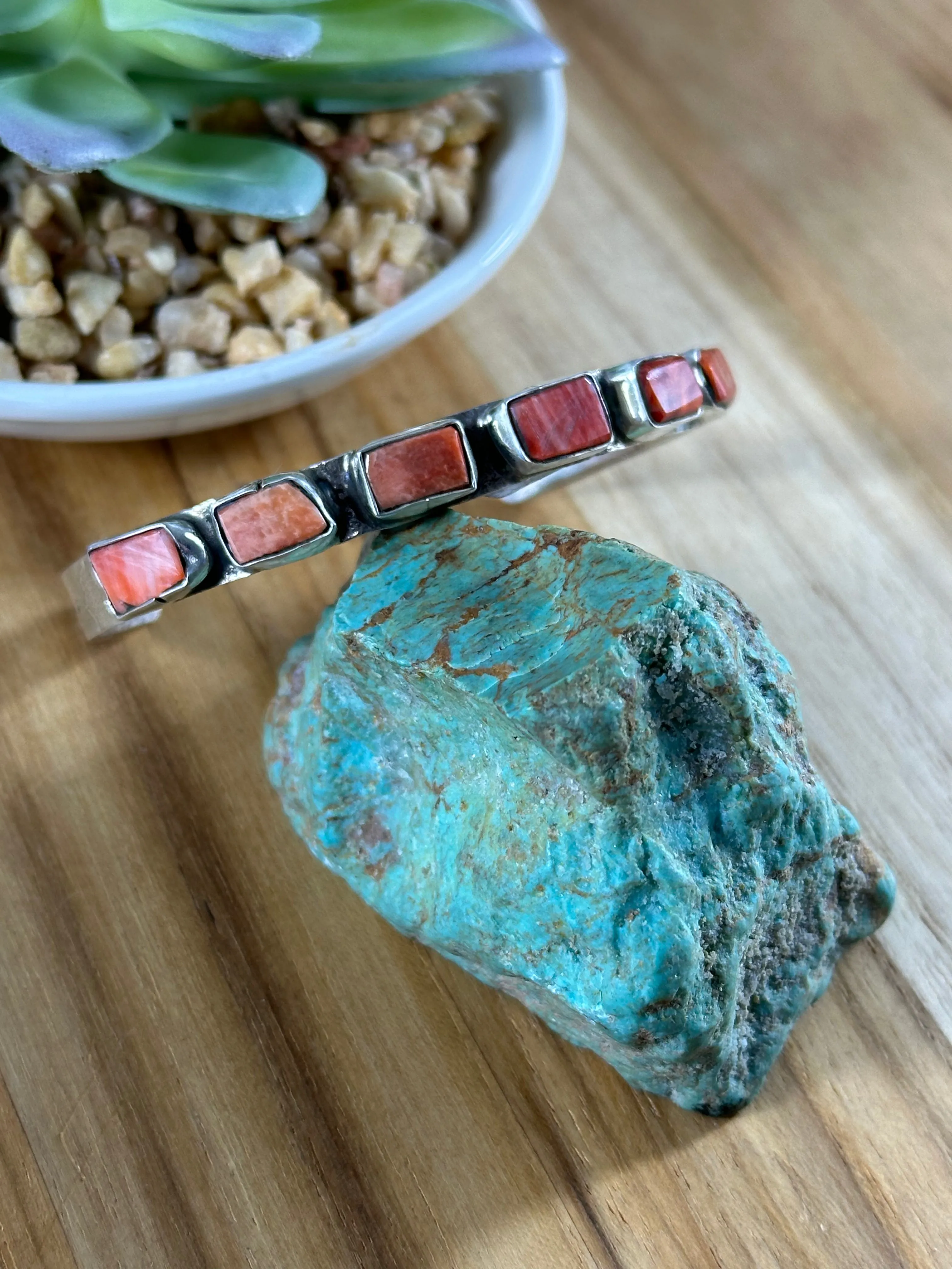 Red Spiny Stones Cuff