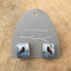 Red Wing Blackbird Studs Earrings