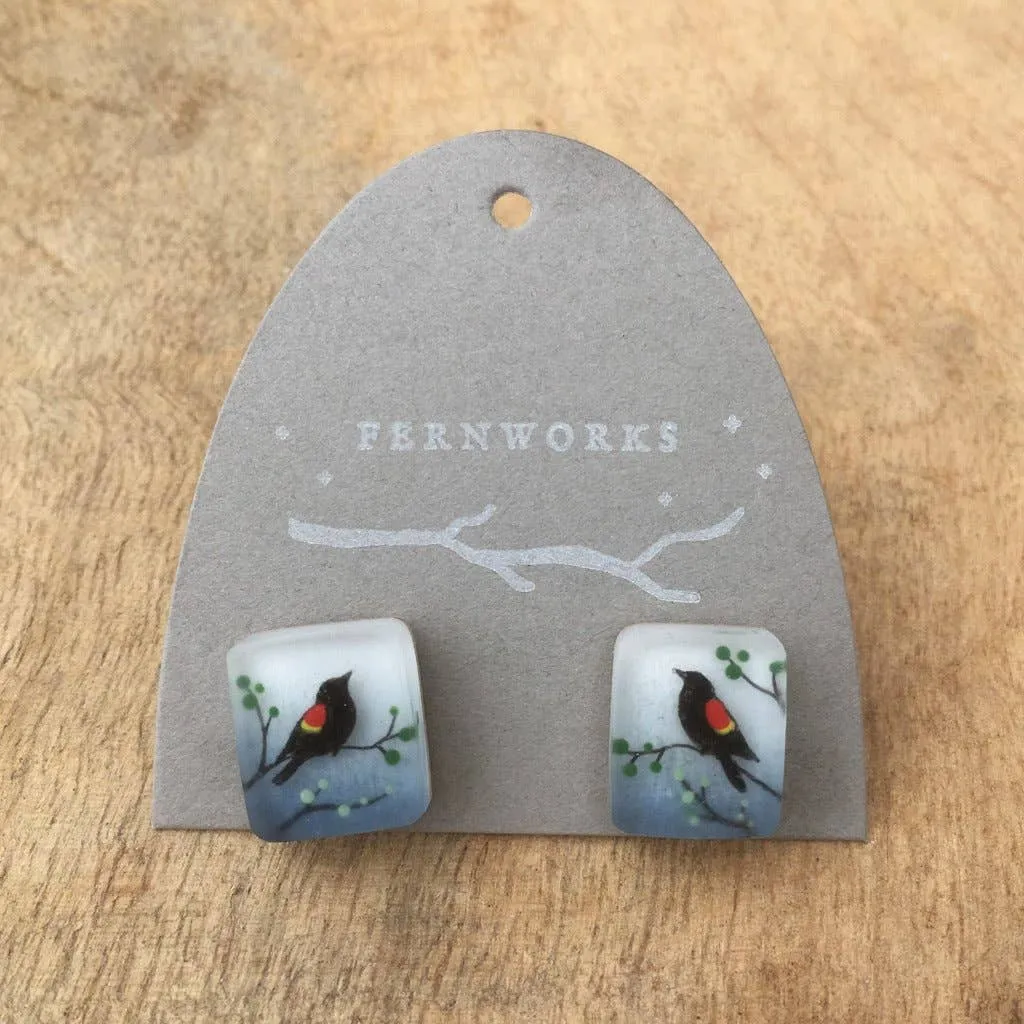 Red Wing Blackbird Studs Earrings