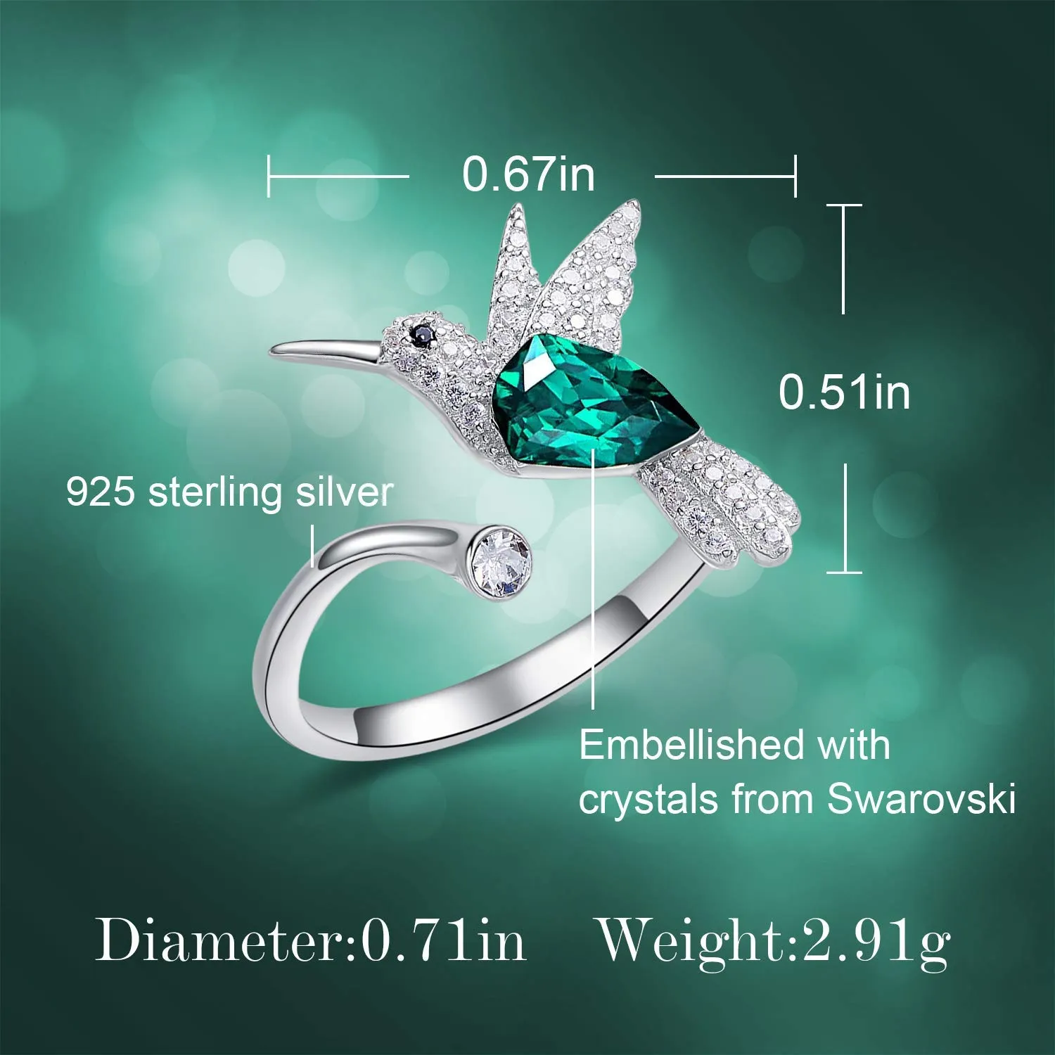 Resizable Hummingbird Ring for Women