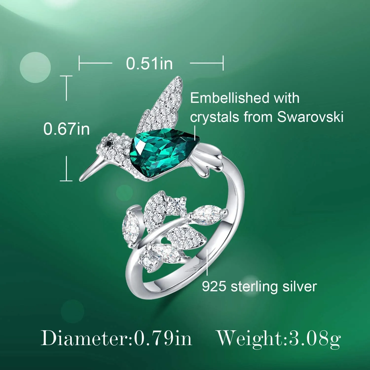 Resizable Hummingbird Ring for Women