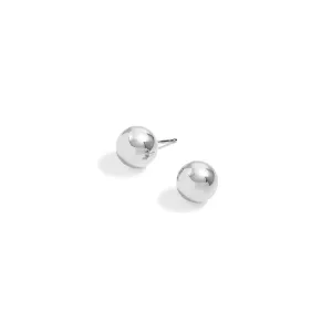 RHODIUM ROUND 8 MM STUD EARRINGS #SWKK-11979-8RH