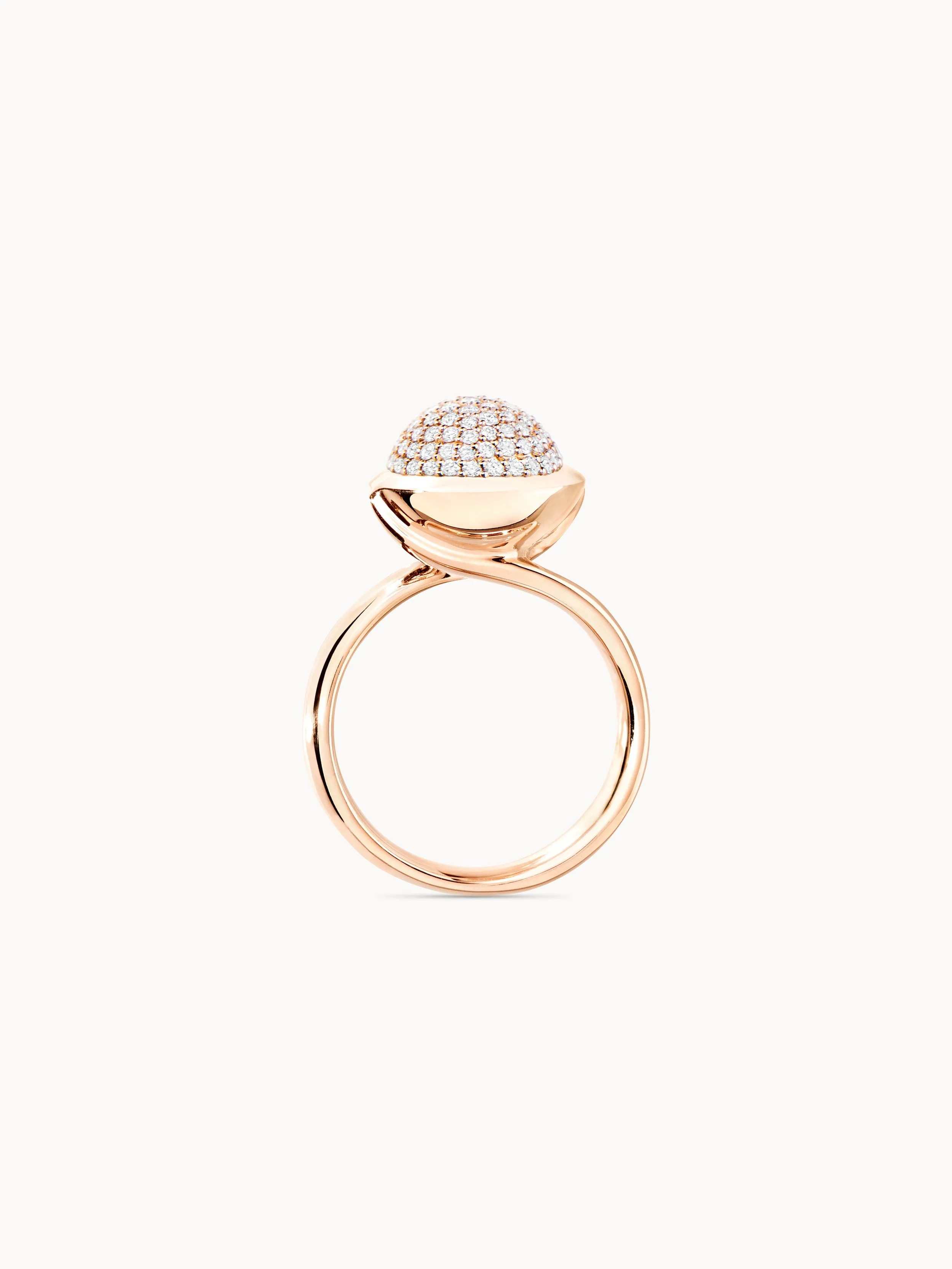 Ring BOUTON large Diamond Pavé 18K rose gold