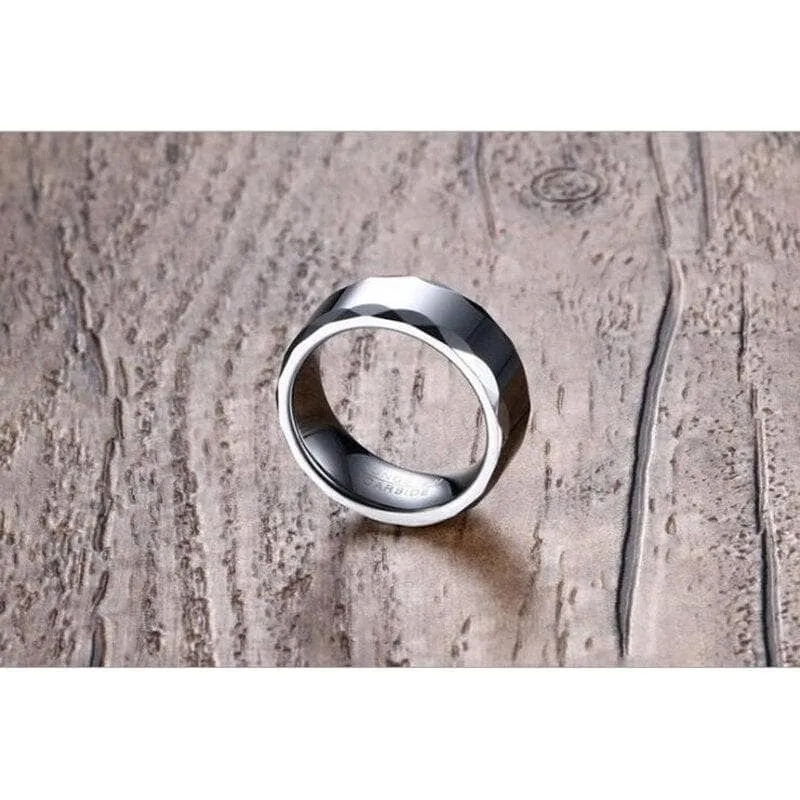 Rippled Edges Men's Tungsten Carbide Wedding Band