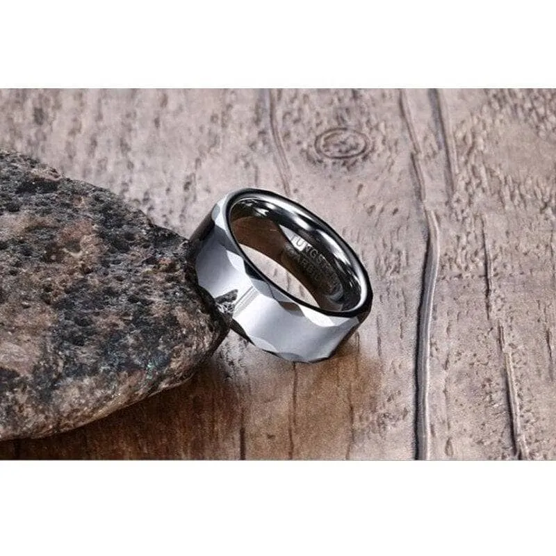 Rippled Edges Men's Tungsten Carbide Wedding Band