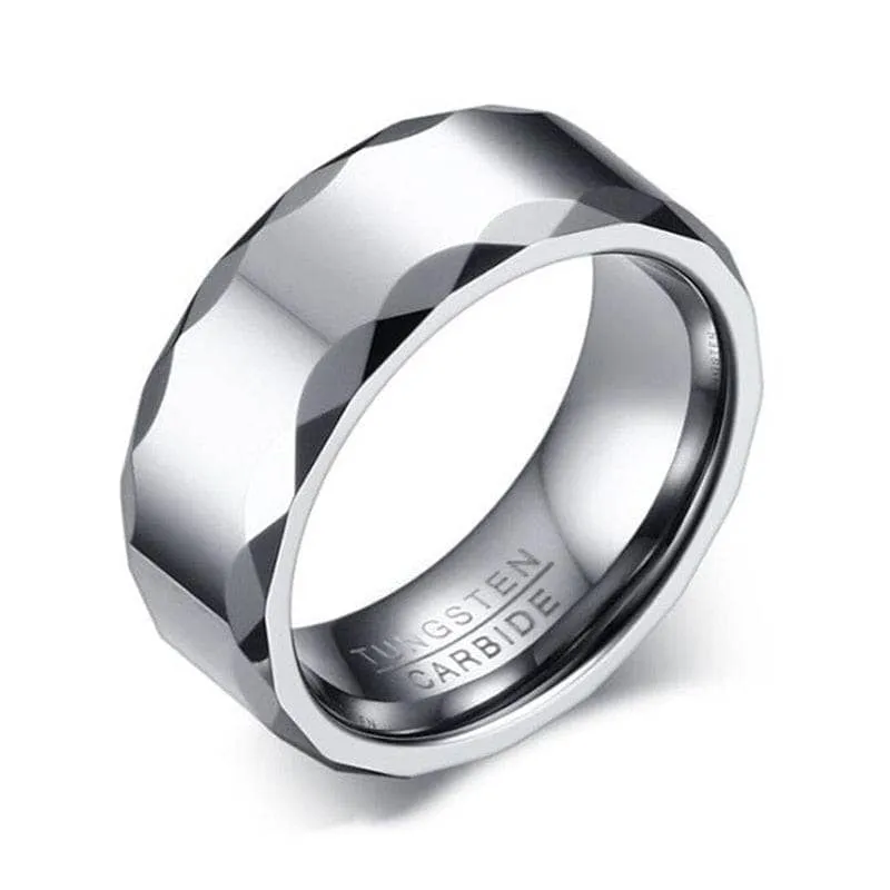 Rippled Edges Men's Tungsten Carbide Wedding Band