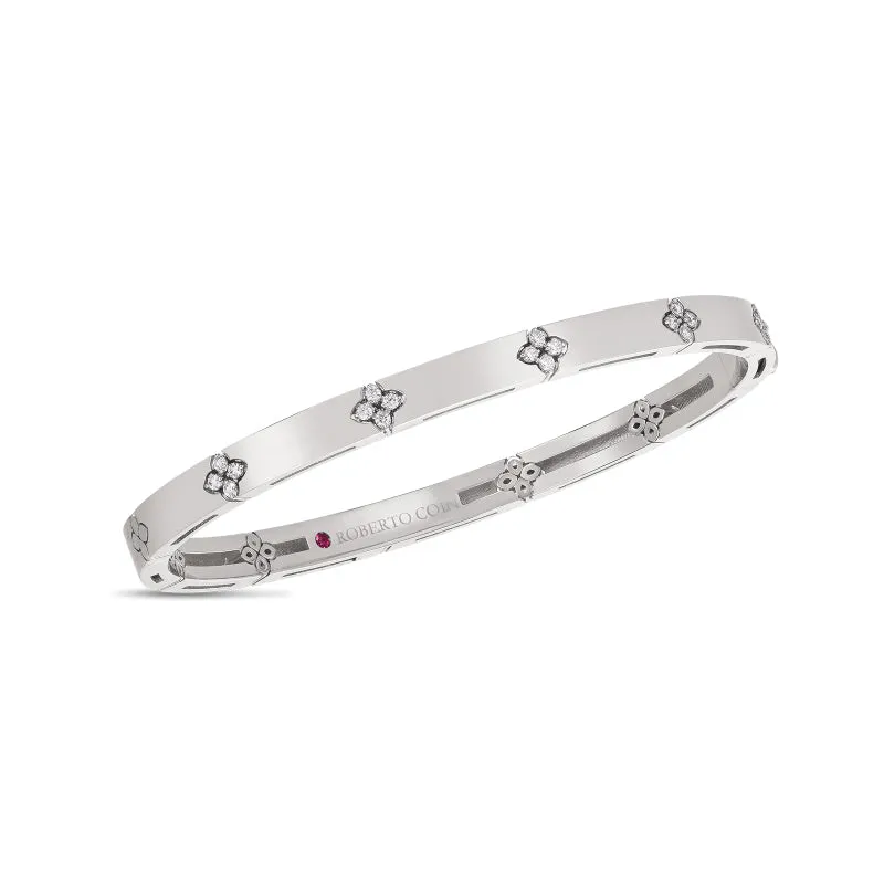 Roberto Coin Love in Verona 18K White Gold Bangle with Diamond Accents