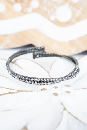 Rochelle Black Metal Crystal Bracelet
