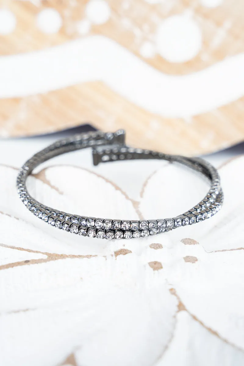 Rochelle Black Metal Crystal Bracelet