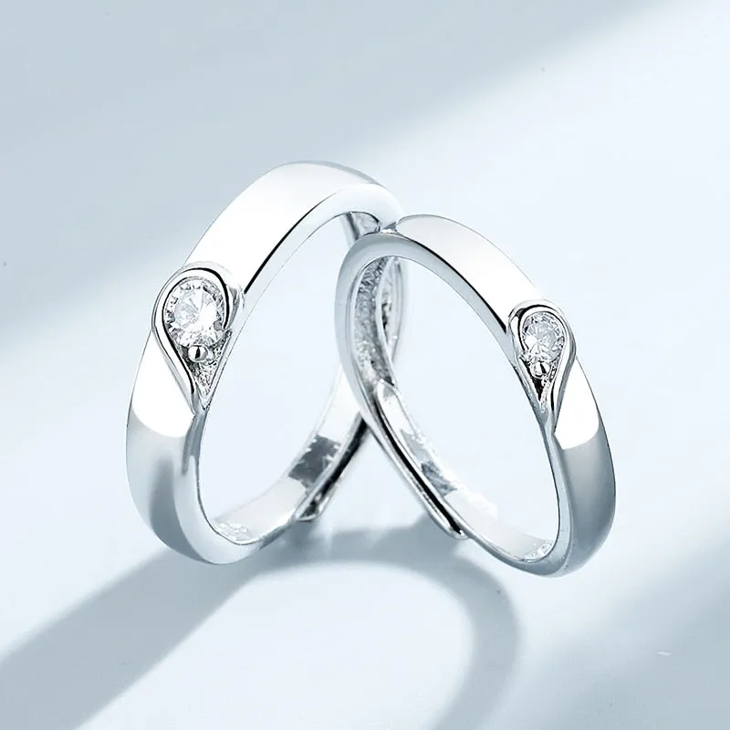 Romantic Heart  Engagement Ring Women Couple Jewelry