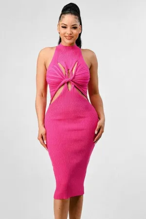 Romantic sexy cutout rib bodycon  dress