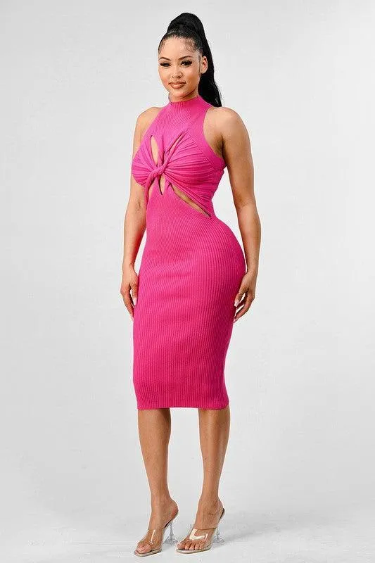 Romantic sexy cutout rib bodycon  dress