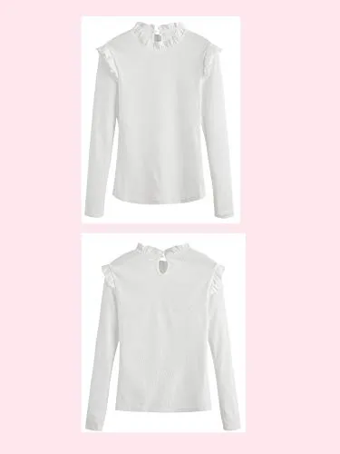 Romwe Women's Frilled Ruffles Blouse