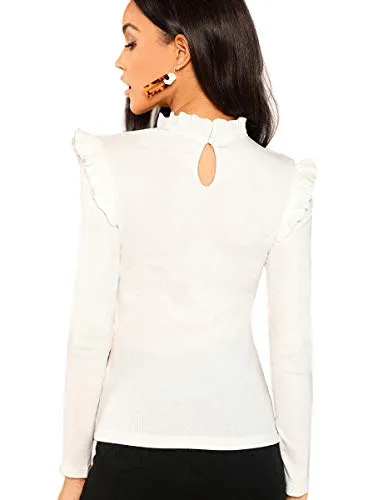 Romwe Women's Frilled Ruffles Blouse