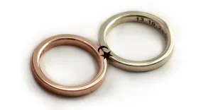 Rose gold and white gold ring set